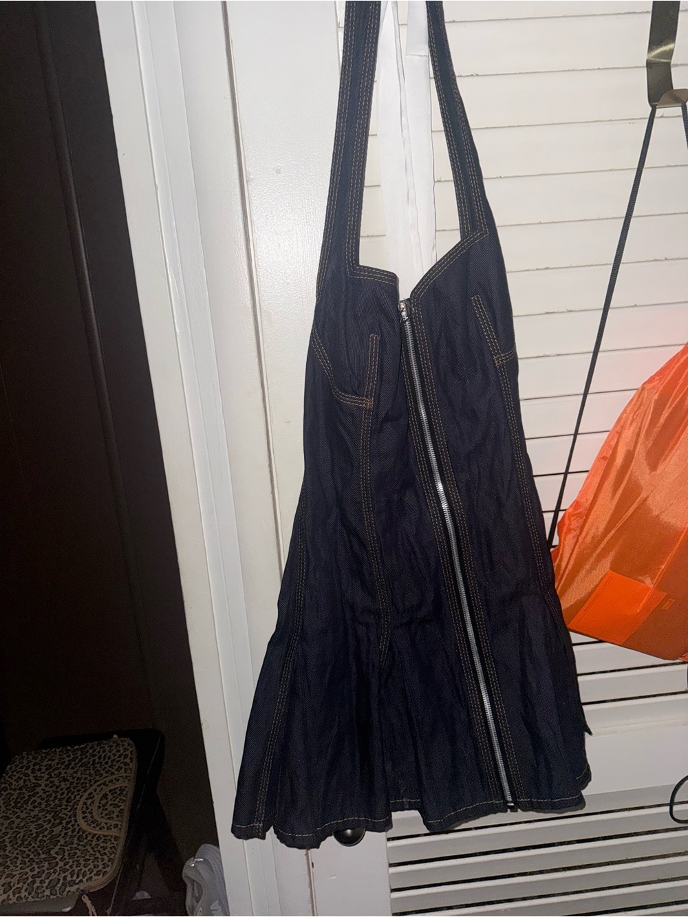 Bottega Veneta Dark Navy Zip-Front Mini Dress